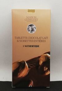 Tablette chocolat lait et noisettes entières